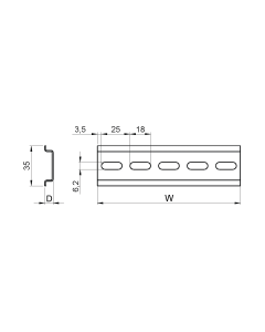 OMEGA DIN RAIL 35-7,5 375L (10X)