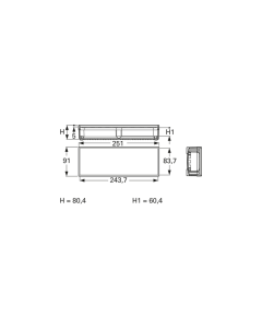 Portable enclosure, L 251, W 91, H 80.4, H1 60.4, polyamide, IP 65, TAS 200