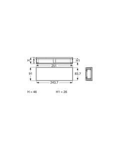 Portable enclosure, L 251, W 91, H 46, H1 26 mm, polyamide, IP 65,TAS 100